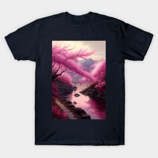 Cherry Blossoms-Oil Paint T-Shirt